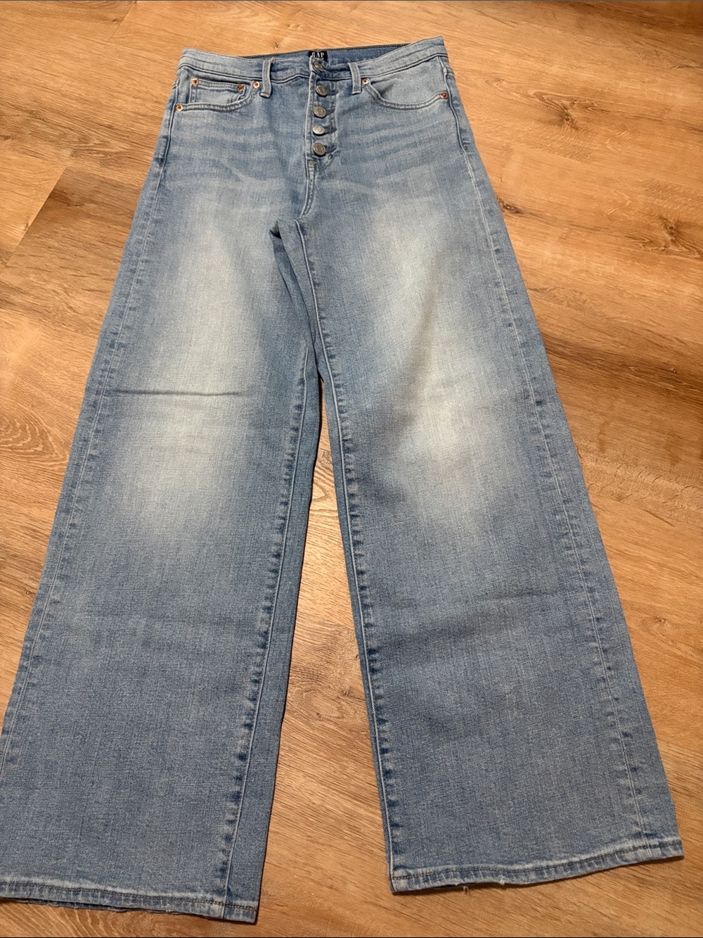 GAP Light indigo Wide-Leg High-Rise Jeans with Button Fly 27/4